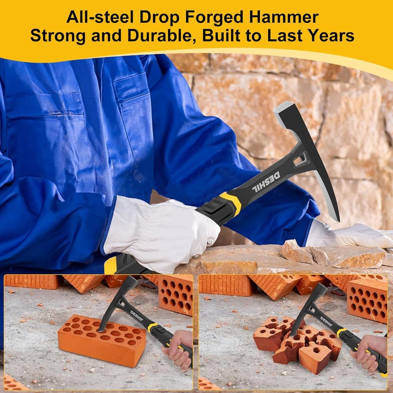 DESHIL Bricklayer's Hammer Mason's Hammer - 20 oz Masonry Tool with Forged Steel Construction & Shock-Absorbing Grip - Image 5